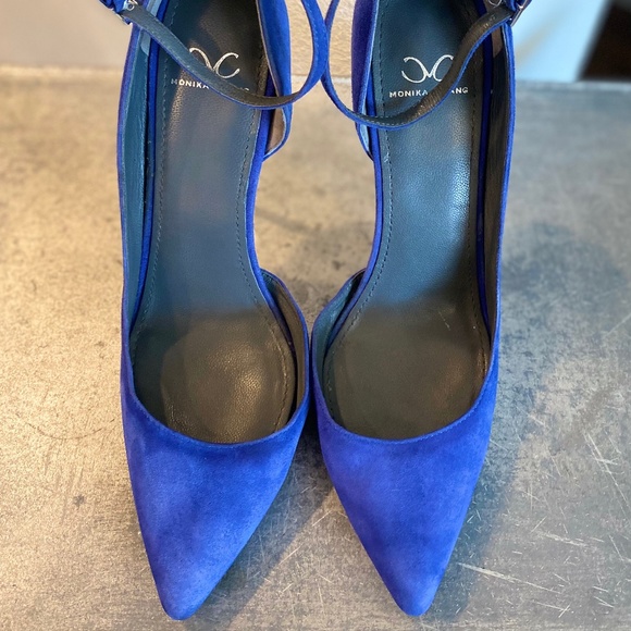 Monika Chiang Blue Suede Ankle Strap D’Orsay Pump - Picture 9 of 15